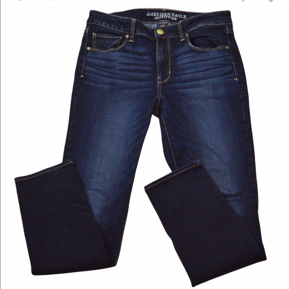 AEO Dark Wash Super Stretch Skinny Jeans, Size 12